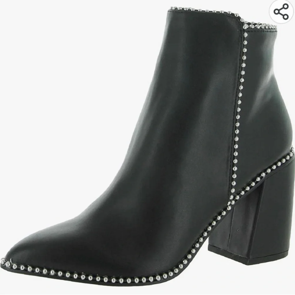 {Steve Madden} NIB Black Jinxed Embellished Pointed Toe Ankle Boots - size 10 - Picture 2 of 9